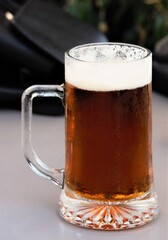 mug of beer on the terrace of a bar