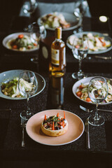 food, seafood, meal, shrimp, salad, dish, dinner, plate, cuisine, fish, delicious, fried, grilled, restaurant, chicken, gourmet, healthy, lunch, meat, vegetable, prawn, green, thai, rice, white