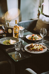 food, seafood, meal, shrimp, salad, dish, dinner, plate, cuisine, fish, delicious, fried, grilled, restaurant, chicken, gourmet, healthy, lunch, meat, vegetable, prawn, green, thai, rice, white