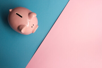 Piggy bank and dollar cash money. Business, finance, investment, saving and corruption concept.