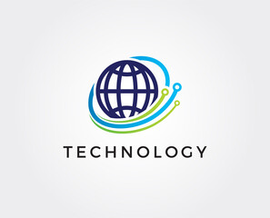 minimal technology logo template - vector illustration
