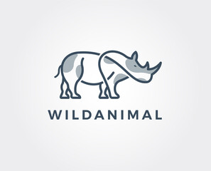 minimal rhino logo template - vector illustration