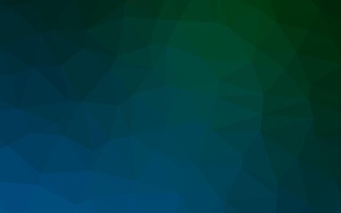 Dark Blue, Green vector shining triangular pattern.