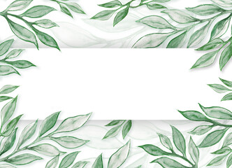 Watercolor Green Leaves and Twigs Set Collection