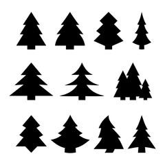 Collection of Christmas tree vector icons isolated