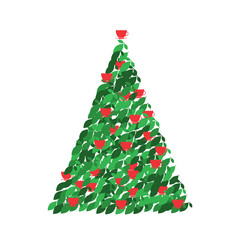 Christmas Tree Shape Made of Green Tea Leaves