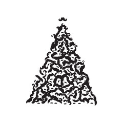 Fototapeta na wymiar Christmas Tree Shape Made of Mustaches Icons