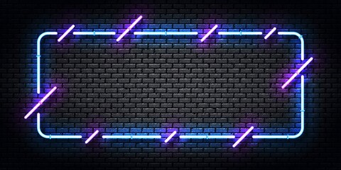Vector realistic isolated neon sign of blue and purple frame for template and layout.