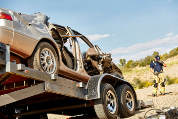 Paramedic Class demo car on trailer