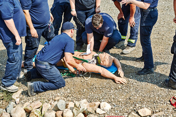 Paramedic Training Class Students practicing with a dummy