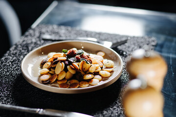 food, dinner, restaurant, salad, meal, plate, table, lunch, wine, dish, gourmet, meat, healthy, wedding, banquet, vegetables, glass, tomato, seafood, red, dining, buffet, cuisine, delicious, appetizer