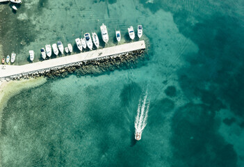 Aerial view of yahts