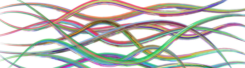 Abstract background of wavy intertwining colored lines on white