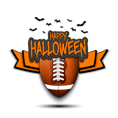 Happy Halloween pattern. Football template design. Football ball and bat. Design pattern for banner, poster, greeting card, flyer, party invitation. Vector illustration
