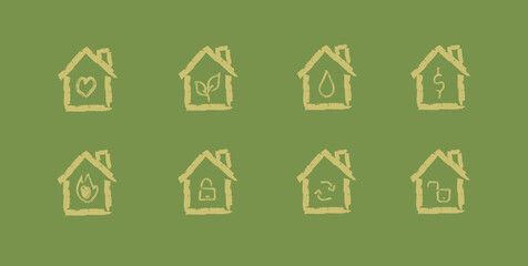 Home icon collection - vector color illustration