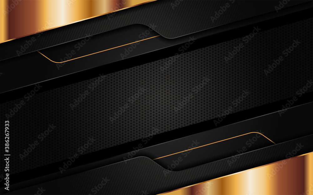 Aufkleber modern abstract black background combine with golden lines element.