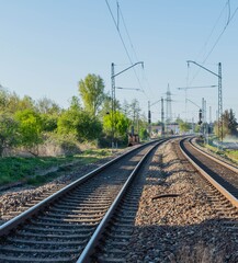 Fototapeta na wymiar Schienenverlauf Schienennetz