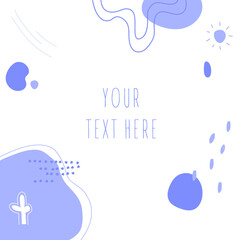Stoffe zum Nähen Abstract background.Hand drawn various shapes and doodle objects.Simple trendy vector illustrations. Nude blue colors.Contemporary pattern for print with space for text.Design for social networks