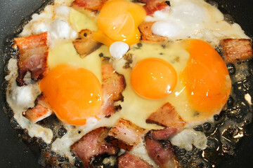 fried eggs in the pan