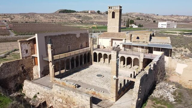 Aerial view of the monastery of Our Lady of Angels. Catalonia. Spain