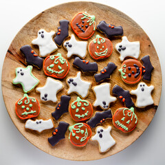 Obraz premium cookies for halloween on table top view Pattern