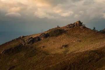 Jaizkibel mountain next to the basque coast with the Atlantic ocean.	
