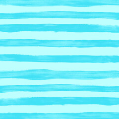 Watercolor turquoise stripes on white background. Seamless pattern. Watercolour hand drawn stripe texture. Print for cloth design, textile fabric, wallpaper, wrapping, tile