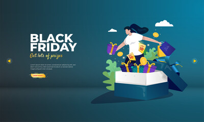 Gets a lots of prizes for Black Friday sale on illustration concept