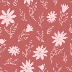 Elegant romantic colorful seamless floral pattern with abstract flowers. Hand drawn background. Ditsy print. Perfect for fabric, manufacturing, textile etc. Vector illustration