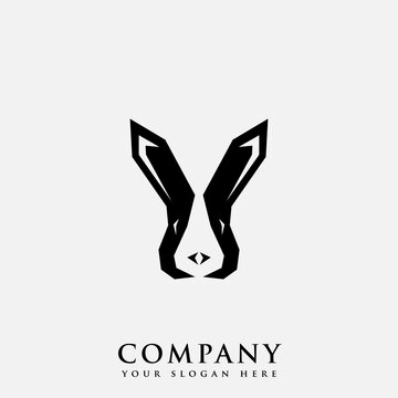 Logo design template, with a black rabbit icon