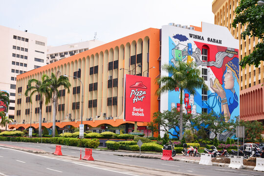 Wisma Sabah Shopping Mall Facade In Kota Kinabalu, Malaysia