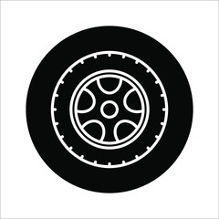 Fototapeta premium Tire black vector icon illustration on white backgrond