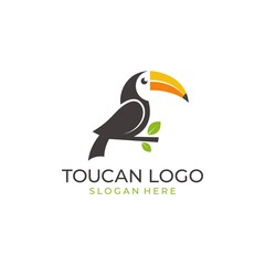 toucan tropical bird logo icon vector template in colorful flat line outline style illustration
