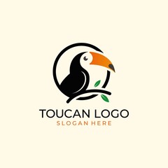 toucan tropical bird logo icon vector template in colorful flat line outline style illustration
