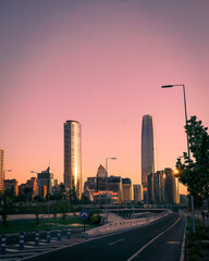 Fototapeta premium Vertical View of the financial center of Santiago de Chile