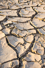 Dry land texture, deep crack. Cracked ground background. Effects of heat and drought. effects of global warming. 