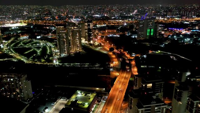 Nightlife view of Sao Paulo city, Brazil. Urban life scene. Buildings view. Cityscape. Nightlife view. Urban life scene. Buildings view. Great cityscape. Nightlife view. Urban life scene.