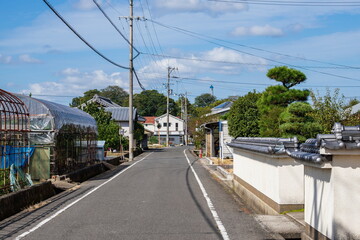 Fototapeta na wymiar Street at farmer area in Takamatsu city , Kagawa, Shikoku, Japan