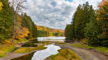 Autumn Stream and Lake