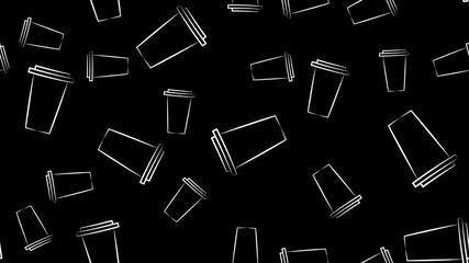 Seamless pattern with black and white ice cream bucket, ice cream scoop