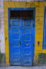 old blue wooden door, Essaouira, Morocco