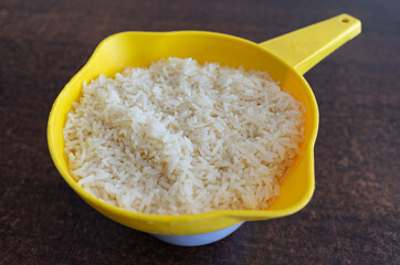 yellow bowl with white rice