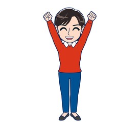 Beautiful woman dressed in red clothes