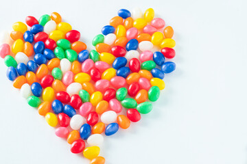 Colorful Jellybean Heart on a White Background