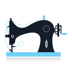 Vintage sewing machine icon. Simple illustration of manual stitching machine icon for web design isolated on white background.	