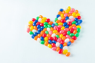 Colorful Jellybean Heart on a White Background