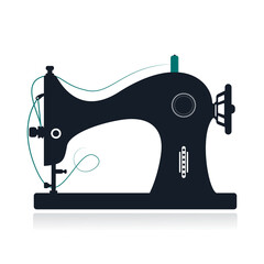 Vintage sewing machine icon. Simple illustration of manual stitching machine icon for web design isolated on white background.	
