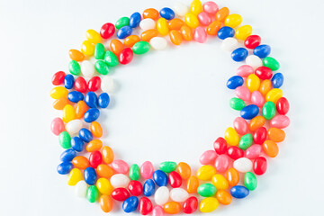 Colorful Jellybean Circle on a White Background