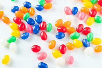 Fototapeta na wymiar Colorful Jellybeans on a White Background