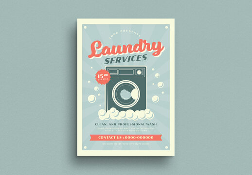 Retro Laundry Service Flyer Layout 